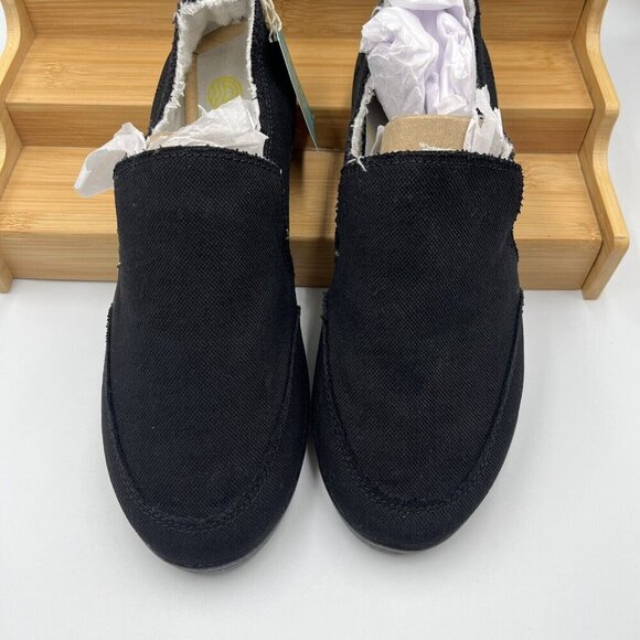 VIONIC Woman's Beach Slip On/In Black Denim Size 7 WIDE/Frayed Edge/Casual - Picture 2 of 13